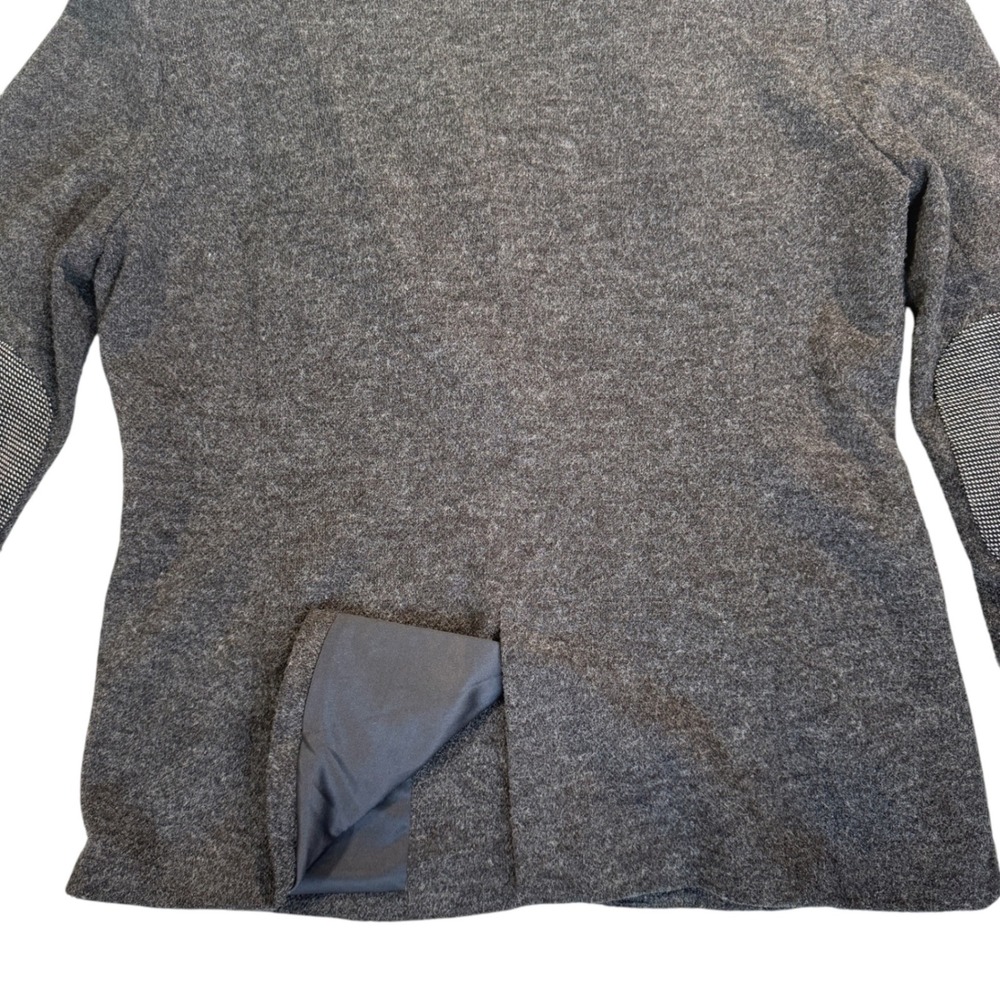 Gray Sweater Blazer Women Small Elbow Patch Contrast Trim Career Professional - Picture 13 of 16